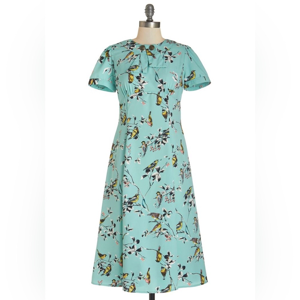 Hell Bunny Vixen Retro Vintage-Style Birdy Dress Fit And Flare Bird Print